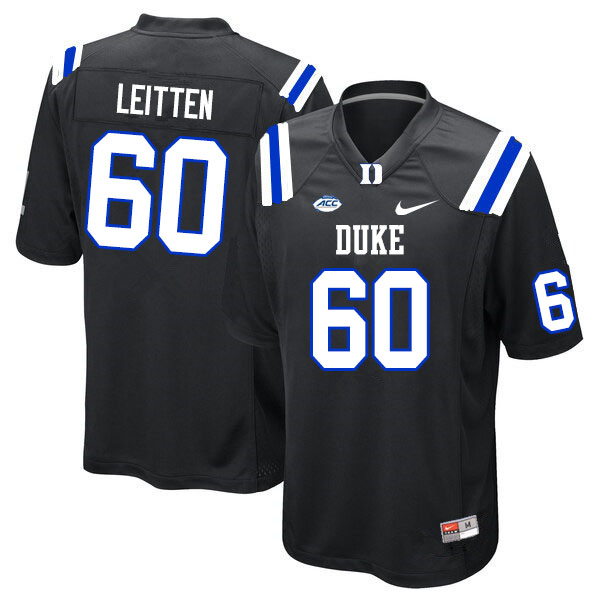 Men #60 Patrick Leitten Duke Blue Devils College Football Jerseys Sale-Black